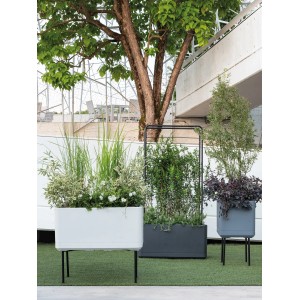 Deroma Quadro Cosmo Blumenständer: Schwarzer Metall-Standfuß für Pflanztöpfe, 33x33x33 cm.