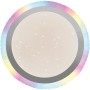 Runde LED-Deckenleuchte Cyba, silberfarben, mit RGB-Rainbow-Effekt und Sternenhimmel-Optik, Ø 45 cm.