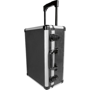 LUX Werkzeug-Trolley, 299-teilig, schwarz/Alu, mit Rollen und Teleskopgriff.