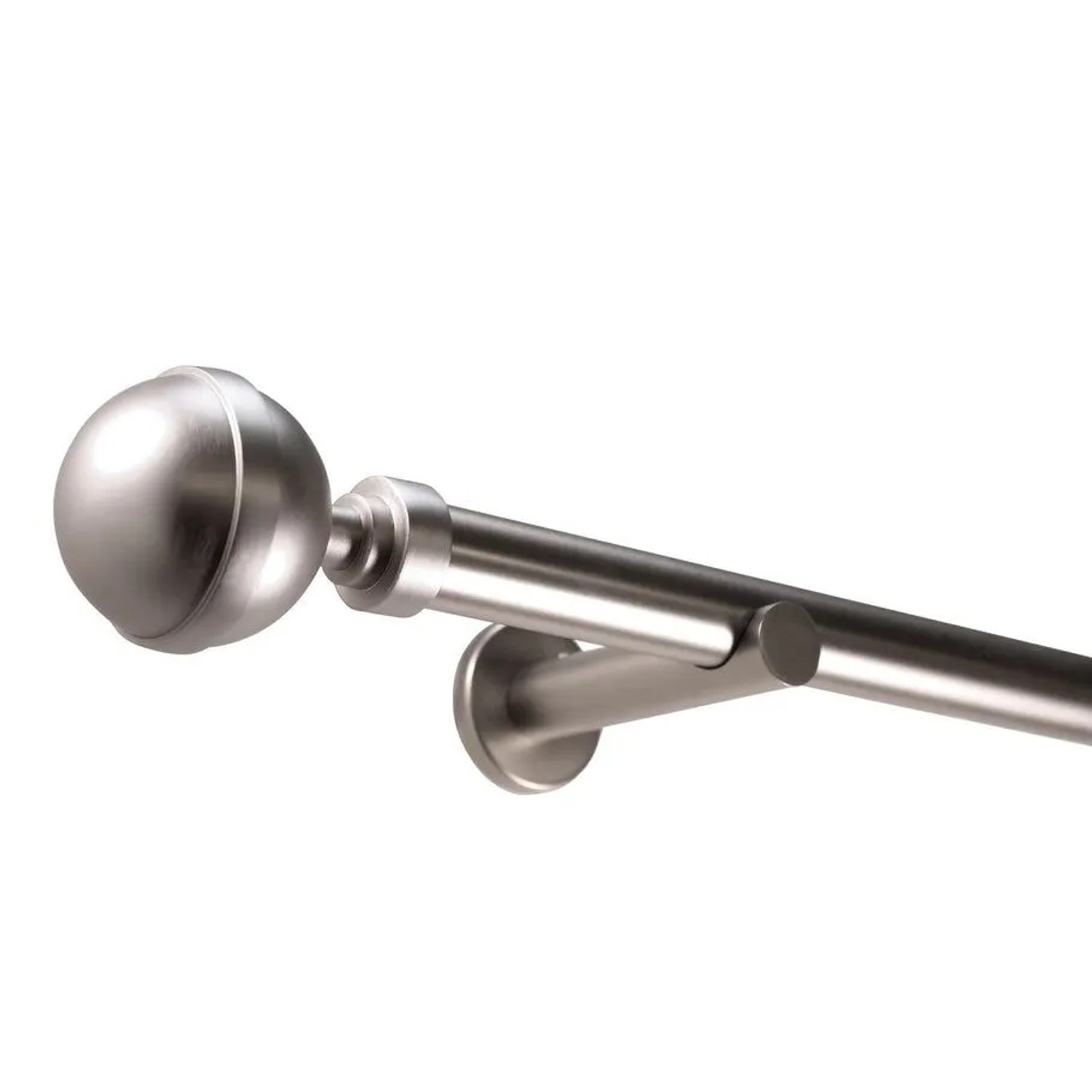 Gardinenstange Edelstahl-Optik mit Kugel-Endstück, 1-läufig, Ø 25mm. Maßanfertigung für Vorhänge.