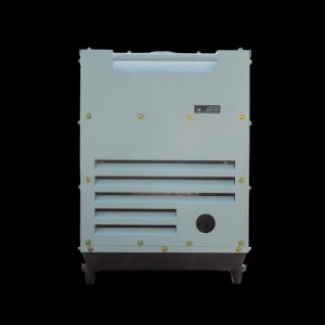 Grauer HYUNDAI Diesel Inverter Generator DHY9000SEi-T, mit Lüftungsschlitzen und Rollen. Mobiler Stromerzeuger.