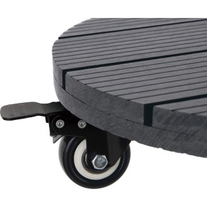 Runder, geriffelter Pflanzenroller aus WPC in Anthrazit mit Bremse.