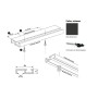 Deco-Raum 1-Lauf Gardinenschiene Minimal Schwarz: technische Zeichnung mit Maßen, Profil und Befestigungsmaterial für Deckenmontage.