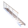 Treppe Kos 15 Stufen Buche Natur 85 cm Metallgeländer Weiß FSC®