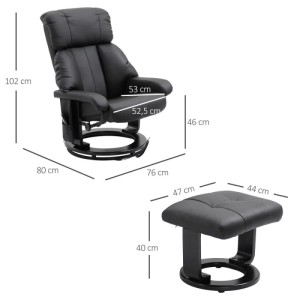 HOMCOM Massagesessel schwarz, samtartig, mit Hocker, verstellbarer Rückenlehne und Liegefunktion.