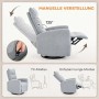 Hellgrauer HOMCOM Relaxsessel mit manueller Verstellung, 135° Neigung, Dreh- und Schaukelfunktion. Ideal für TV & Entspannung.