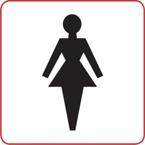 Schwarzer WC Damen Aufkleber, 85x80 mm, für Toilettentür.