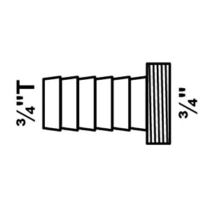 Kirchhoff Vaterteil Messing, 26,4 mm (3/4AG) x 3/4T, blank, für Schlauchverbinder.