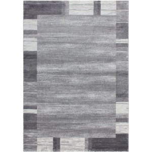 Kayoom Kurzflorteppich Falkland Darwin Silber, 160x230 cm, mit meliertem Design und Patchwork-Rahmen.