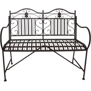 Schwarze Garden Pleasure Gartenbank Mangan im Antik-Stil mit Stahlornamenten für Terrasse und Garten.