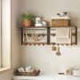 Songmics Wandgarderobe Barnet-old mit Ablage, 10 Haken, braun-schwarz. Praktische Flurgarderobe im Industrie-Design.