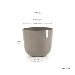 Ecopots Pflanztopf Oslo Braungrau Ø 35 cm / Höhe 30,5 cm