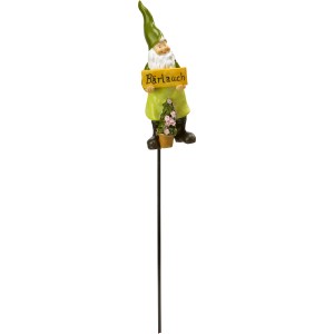 Gartendeko: Kräuterstecker Zwerg mit Bärlauch-Schild, 38cm hoch.