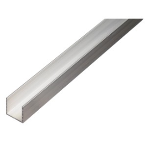 U-Profil aus Aluminium, 8x10x1000 mm, für Konstruktionen und als Schutz.