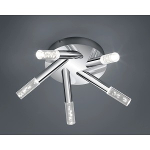 Moderne LED-Bad-Deckenleuchte Bubbles Chrom mit klarem Acryl und dekorativen Luftblasen.