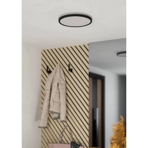 Schwarze Eglo LED-Deckenleuchte Expert Minerario, Ø 30 cm, geeignet für Feuchträume.