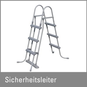 Sicherheitsleiter aus Stahl für Summer Fun Stahlwand-Pool Covina, graue Sprossen.