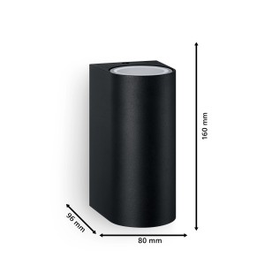 Schwarze Philips Nightingale Aussenwandleuchte für Lichteffekte nach oben und unten.