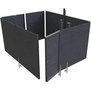 Skan Holz Abstellraum C4, 378x317 cm, Profilschalung in Schiefergrau für Carport-Zubehör.