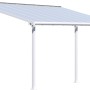 Weiße Palram Olympia Terrassenüberdachung 3x5.5 mit klarem Polycarbonat-Dach.
