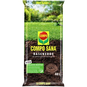 Sack Compo Sana Rasenerde 40L für Rasen-Regeneration und -Neuanlage.