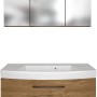 Held Möbel Waschtisch-Set Florenz, 100 cm, Wotaneiche mit Spiegelschrank und LED-Leuchte.