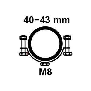 Kirchhoff Rohrschelle 40-43 mm mit M8 Gewinde für 41,9 mm Rohre.