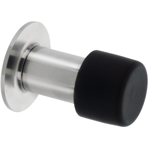 Burg Wächter Wand-Türstopper TSW 2365 aus Edelstahl mit schwarzem Gummi-Puffer.