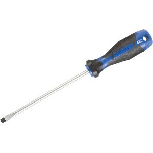 LUX Schraubendreher Comfort SL 6,5 x 150 mm mit blau-schwarzem Griff und Schlitzklinge.