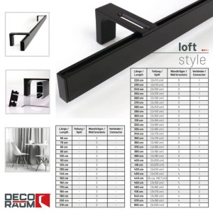 Schwarze 1-lauf Gardinenschiene Loft aus Aluminium, nach Maß, mit Wandhalterung.