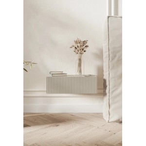 Selsey Veldio Hänge-Nachttisch Greige 50 cm mit Rillenfront, modern und platzsparend.