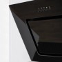 Respekta Schräghaube in Schwarzglas für Premium Küchenzeile. Dunstabzugshaube mit Touch-Bedienung.