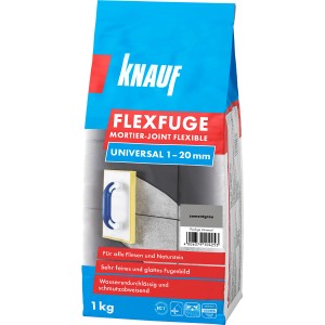 Knauf Flexfuge Universal Zementgrau 1kg: Flexibler Fugenmörtel für Fliesen und Naturstein.