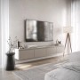 Modernes Selsey TV-Hängeboard Bemmi 200 cm in Kaschmirgrau, schwebend an der Wand im Wohnzimmer.