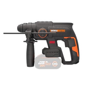 Worx Akku-Bohrhammer WX381.9, 20V PowerShare, SDS+, mit Zusatzhandgriff. Ideal zum Bohren und Meißeln.