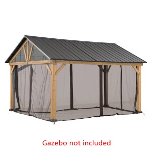Moskitonetz für Sunjoy Zedernholz Gazebo 335x399cm, Khaki. Insektenschutz für Pavillon.