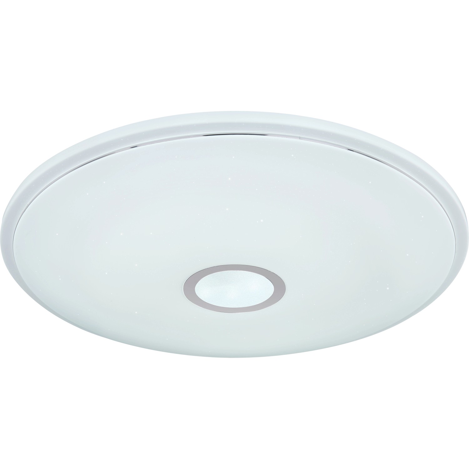 Weiße, runde LED Deckenleuchte Connor mit Sparkle-Effekt, 50 cm Durchmesser.