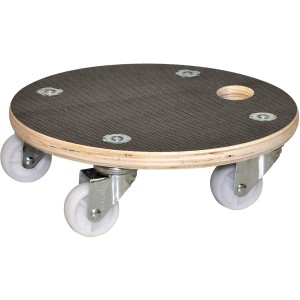 Wagner Kübelroller MaxiGrip, Ø 29 cm, dunkelbraun, mit vier Rollen und rutschfester Oberfläche.