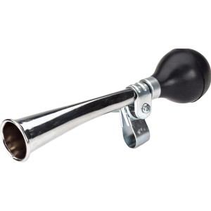 Prophete Einklang Ballhupe für Fahrräder, klassische Fahrradhupe mit schwarzem Ball und silbernem Horn.