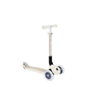 Globber Junior Tretroller Kokos Weiß, 3-rädrig, mit leuchtenden LED-Rollen. Klappbarer Kinderscooter für Sport.