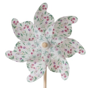 Windradgarten Fantasy von Boltze: Dekorative Gartenfigur mit floralem Muster in Grün, Pink und Weiß.