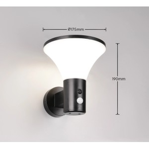 Moderne Reality LED-Außenwandleuchte Gorda mit Bewegungsmelder, schwarz matt.