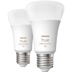 2er-Pack Philips Hue E27 LED-Lampen mit Farbwechsel, 800 lm. Smarte Beleuchtung für Ihr Zuhause.