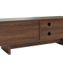 Braunes MCW TV-Rack O34 mit Melamin-Holzoptik, Schubladen, Türen und Kabelaussparungen. Moderner TV-Schrank.