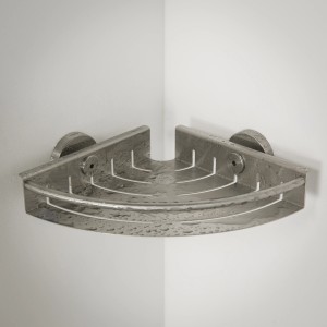 Tiger Boston Eck-Duschkorb aus gebürstetem Edelstahl, zur Wandmontage in der Dusche.