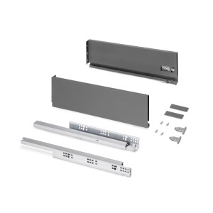 Emuca Außenschublade Protone 30 kg Führungen mit Vollständigem Auszug und Sanftem Verschluss Höhe 131 mm Tiefe 450 mm Stahl Anthrazitgrau