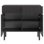 Schwarzes Selsey Sideboard Nolie, 100 cm, mit offenen Türen, geriffelten Fronten, zwei Schubladen und vier Fächern.