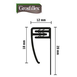 Grosfillex Abschlussprofil Cotton, klippbar für 5-8 mm Paneele, Querschnitt.