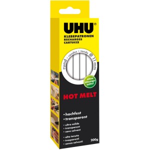 Uhu Heißklebepatronen Hot Melt, 200g, transparent, Ø 11mm für Heißklebepistolen.