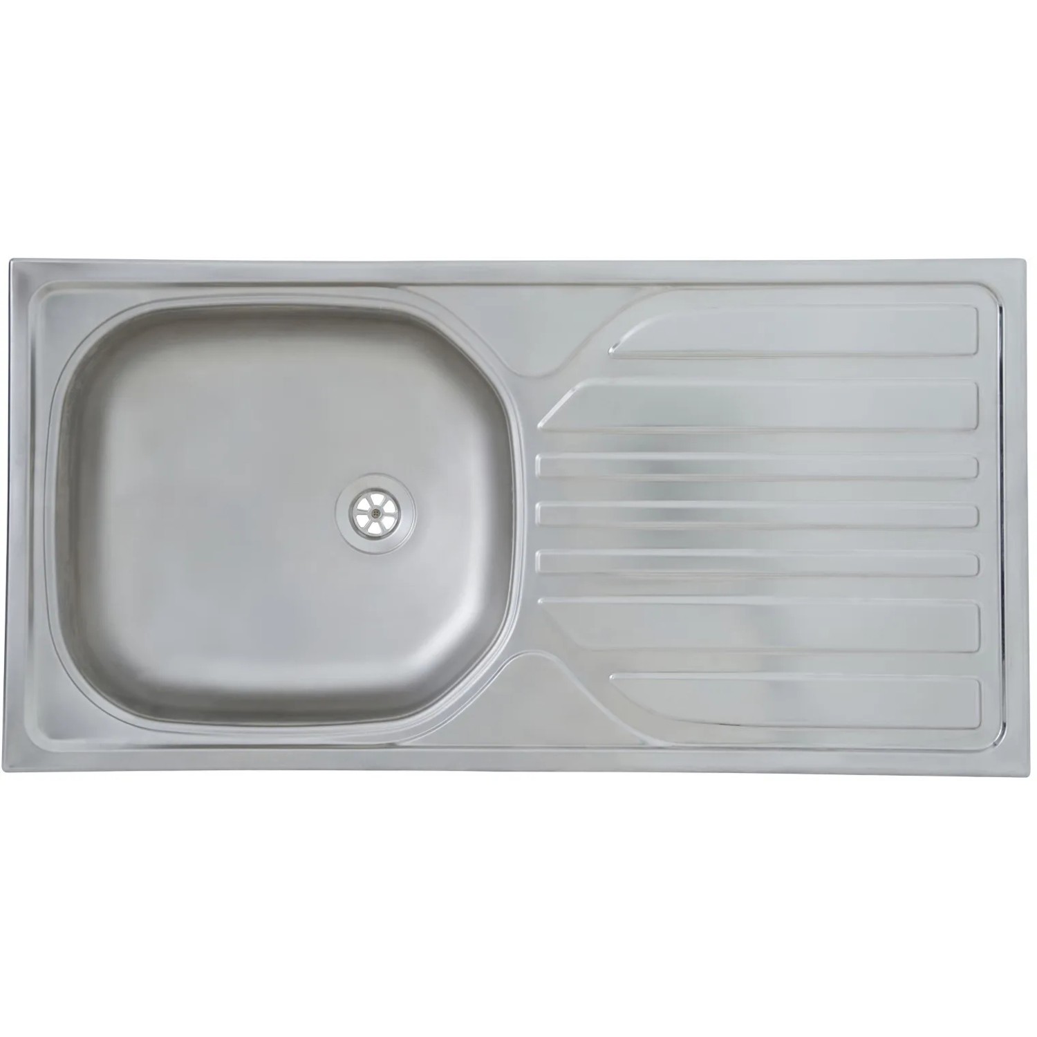 Edelstahl Einbauspüle für Respekta Küchenzeile KB180WGC mit Abtropffläche.